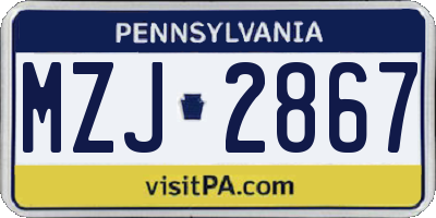 PA license plate MZJ2867