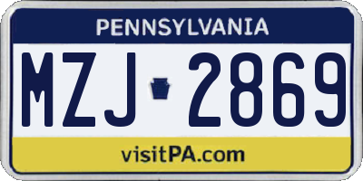 PA license plate MZJ2869