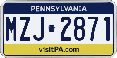PA license plate MZJ2871