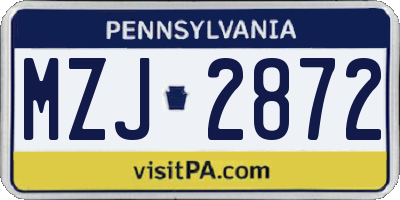 PA license plate MZJ2872