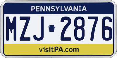 PA license plate MZJ2876