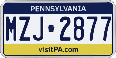 PA license plate MZJ2877