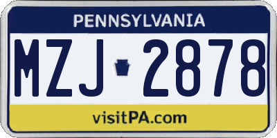 PA license plate MZJ2878