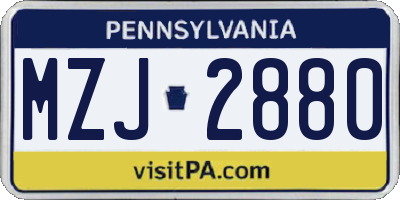 PA license plate MZJ2880