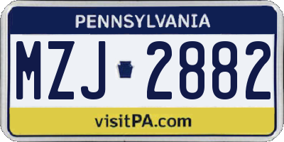 PA license plate MZJ2882