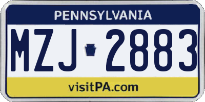 PA license plate MZJ2883