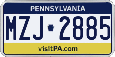 PA license plate MZJ2885