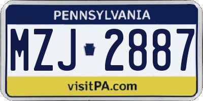 PA license plate MZJ2887