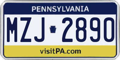 PA license plate MZJ2890