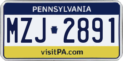 PA license plate MZJ2891