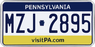 PA license plate MZJ2895