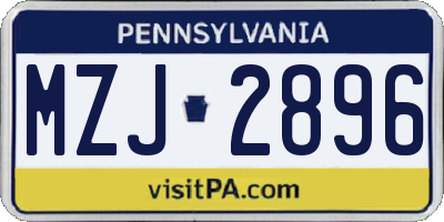 PA license plate MZJ2896