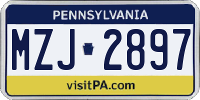 PA license plate MZJ2897