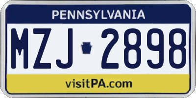 PA license plate MZJ2898