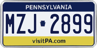PA license plate MZJ2899