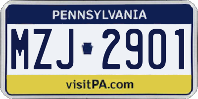 PA license plate MZJ2901