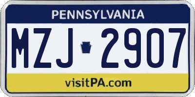 PA license plate MZJ2907