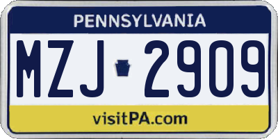 PA license plate MZJ2909