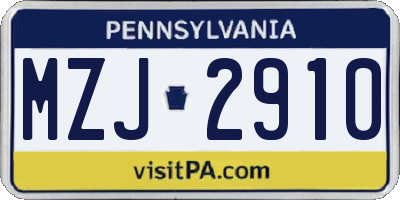 PA license plate MZJ2910