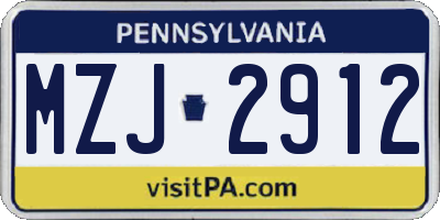 PA license plate MZJ2912