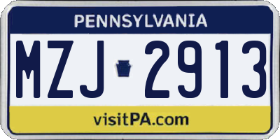 PA license plate MZJ2913