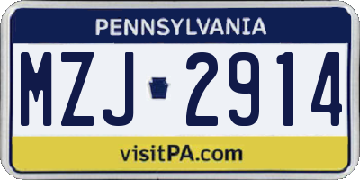 PA license plate MZJ2914
