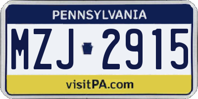 PA license plate MZJ2915