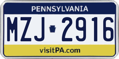 PA license plate MZJ2916