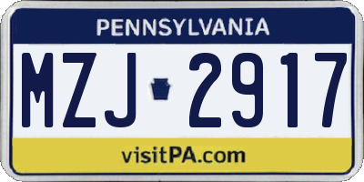 PA license plate MZJ2917