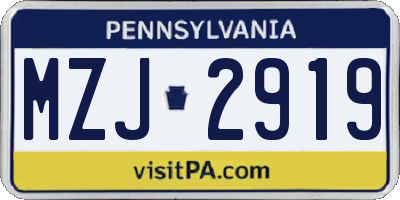 PA license plate MZJ2919