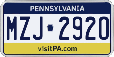 PA license plate MZJ2920