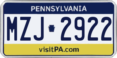 PA license plate MZJ2922