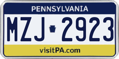 PA license plate MZJ2923