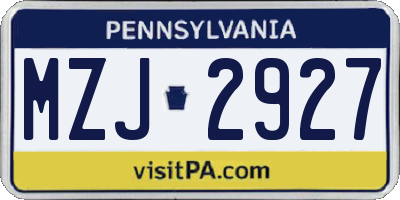 PA license plate MZJ2927