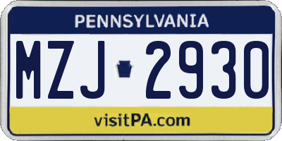 PA license plate MZJ2930