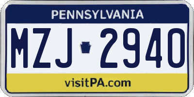 PA license plate MZJ2940