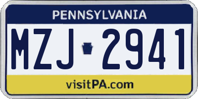 PA license plate MZJ2941