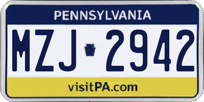 PA license plate MZJ2942