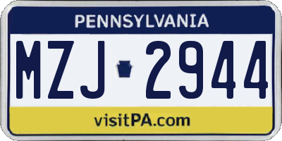 PA license plate MZJ2944