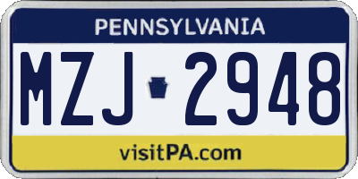 PA license plate MZJ2948