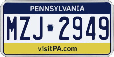 PA license plate MZJ2949