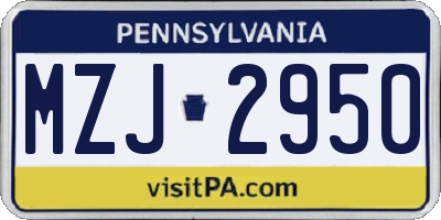 PA license plate MZJ2950