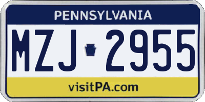 PA license plate MZJ2955