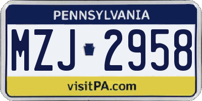 PA license plate MZJ2958