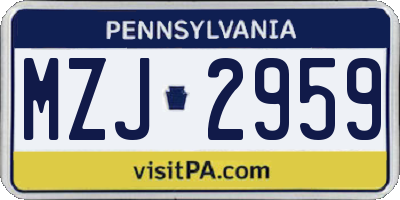 PA license plate MZJ2959