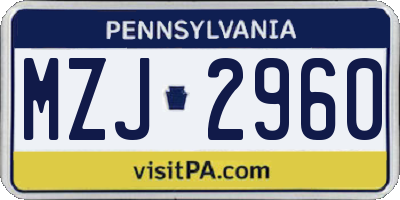 PA license plate MZJ2960