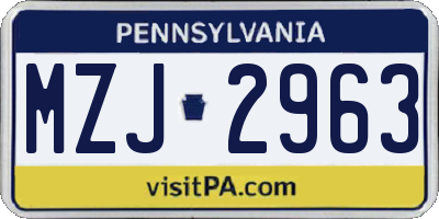 PA license plate MZJ2963