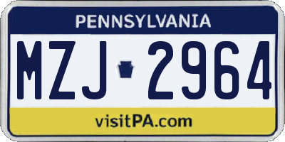 PA license plate MZJ2964