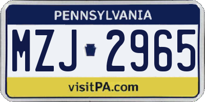 PA license plate MZJ2965