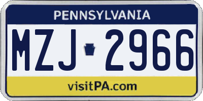 PA license plate MZJ2966